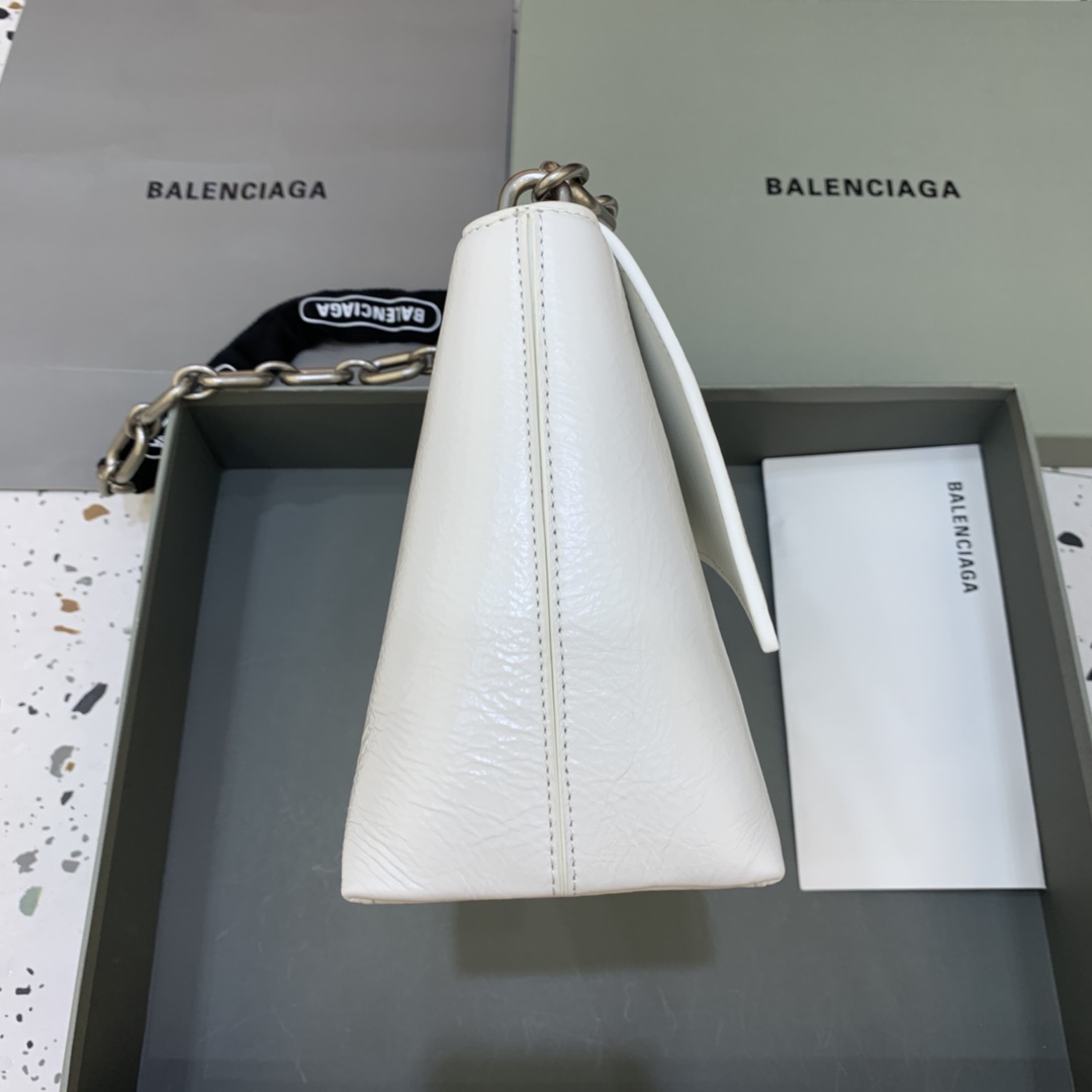 Balenciaga Downtown Small Shoulder Bag With Chain White